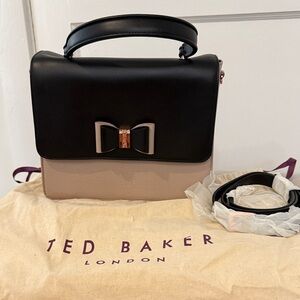 Ted Baker Black and Blush Bow-Accent Top Handle Satchel